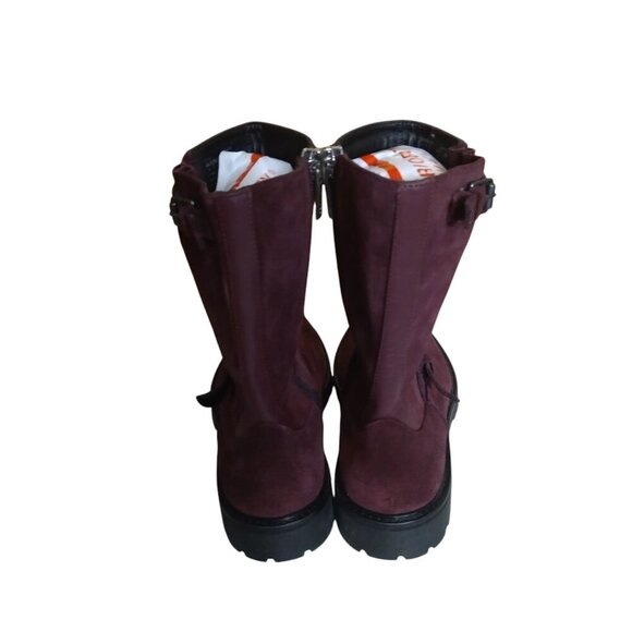 CALVIN KLEIN UGILIO Men's Size 8 Suede Dark Cranberry Mid-Calf Side Zip Boots - Picture 5 of 8